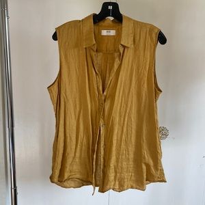 Mustard linen collard tank